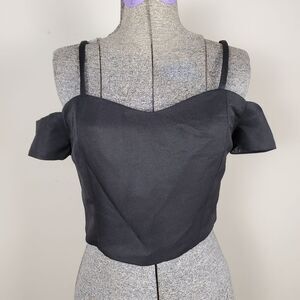 Re:Named Y2K Vintage Off The Shoulder Crop Top Zipper Spaghetti Straps Size M